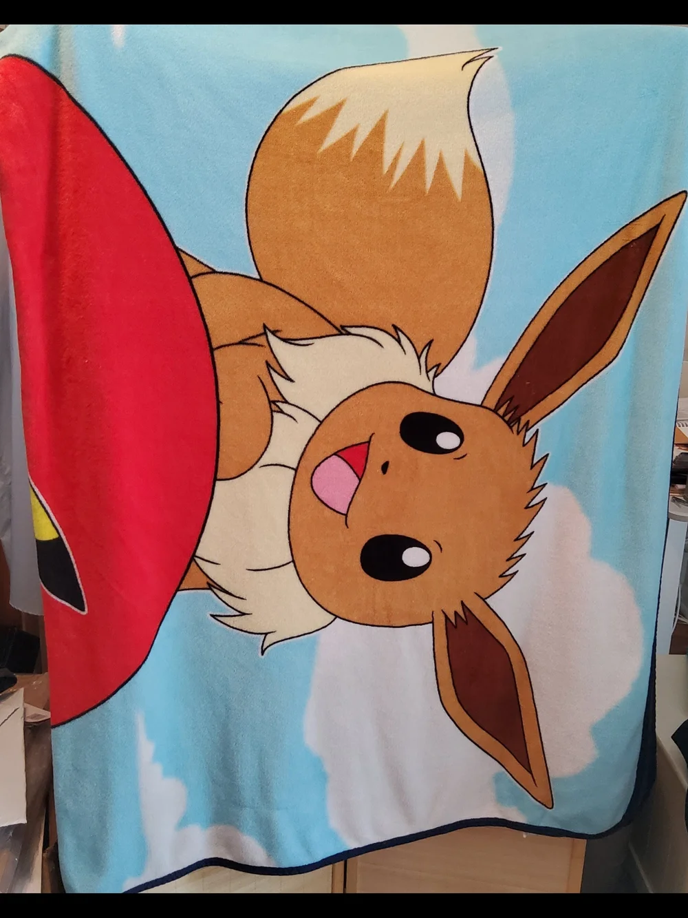 Pokemon Yellow, Red, Blue Blanket with Pikachu & Eevee and Pillowcase